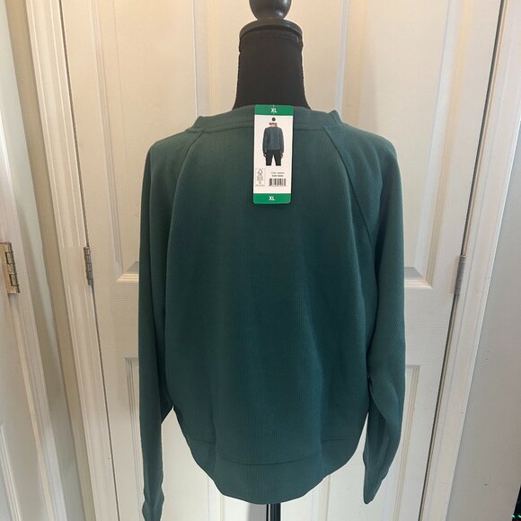 DKNY Sport Women's Logo Crew Neck Sweatshirt Dark Green XL - Picture 2 of 7